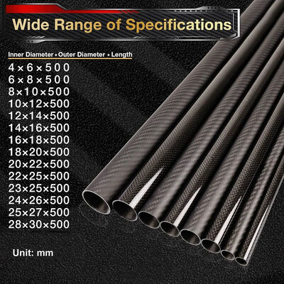 3K Twill Weave Roll Wrapped Carbon Fiber Tube for UAV RC Airplane DIY - Lightweight and Durable
